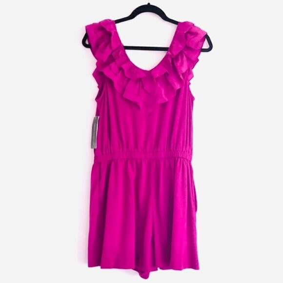 French Connection Sonata Romper 8 NWT Silk Summer Berry Ruffles Dressy Cocktail - Picture 14 of 16
